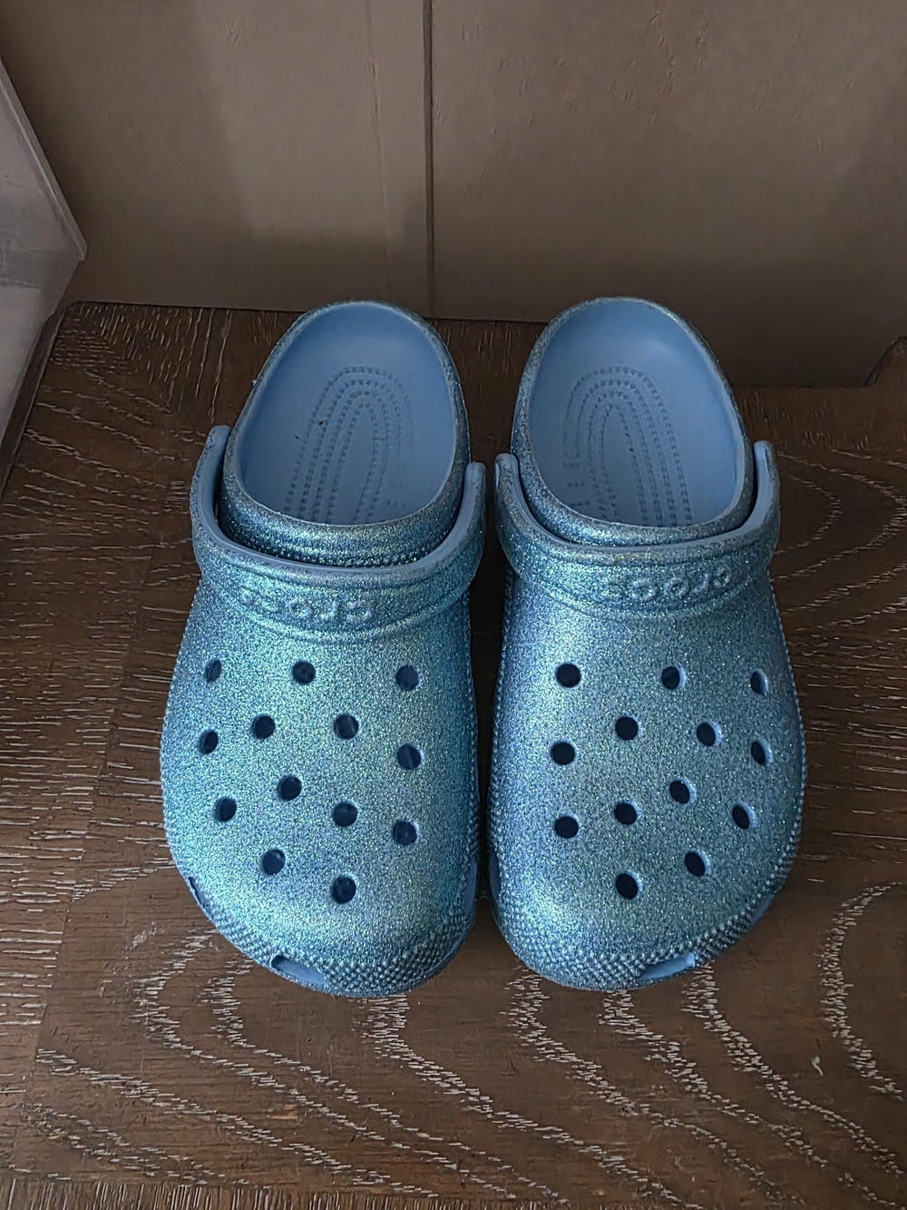 CROCS Sparkle/ Glitter Aqua Blue View 2